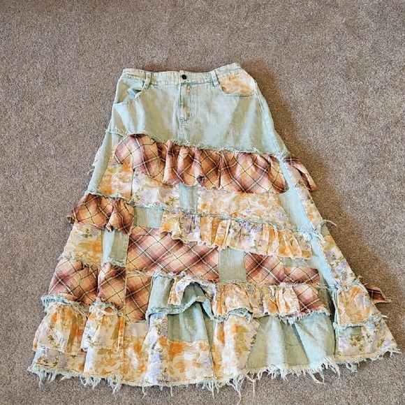 Oli & Hali Denim Skirt - Multicolor Patchwork - Picture 2 of 10